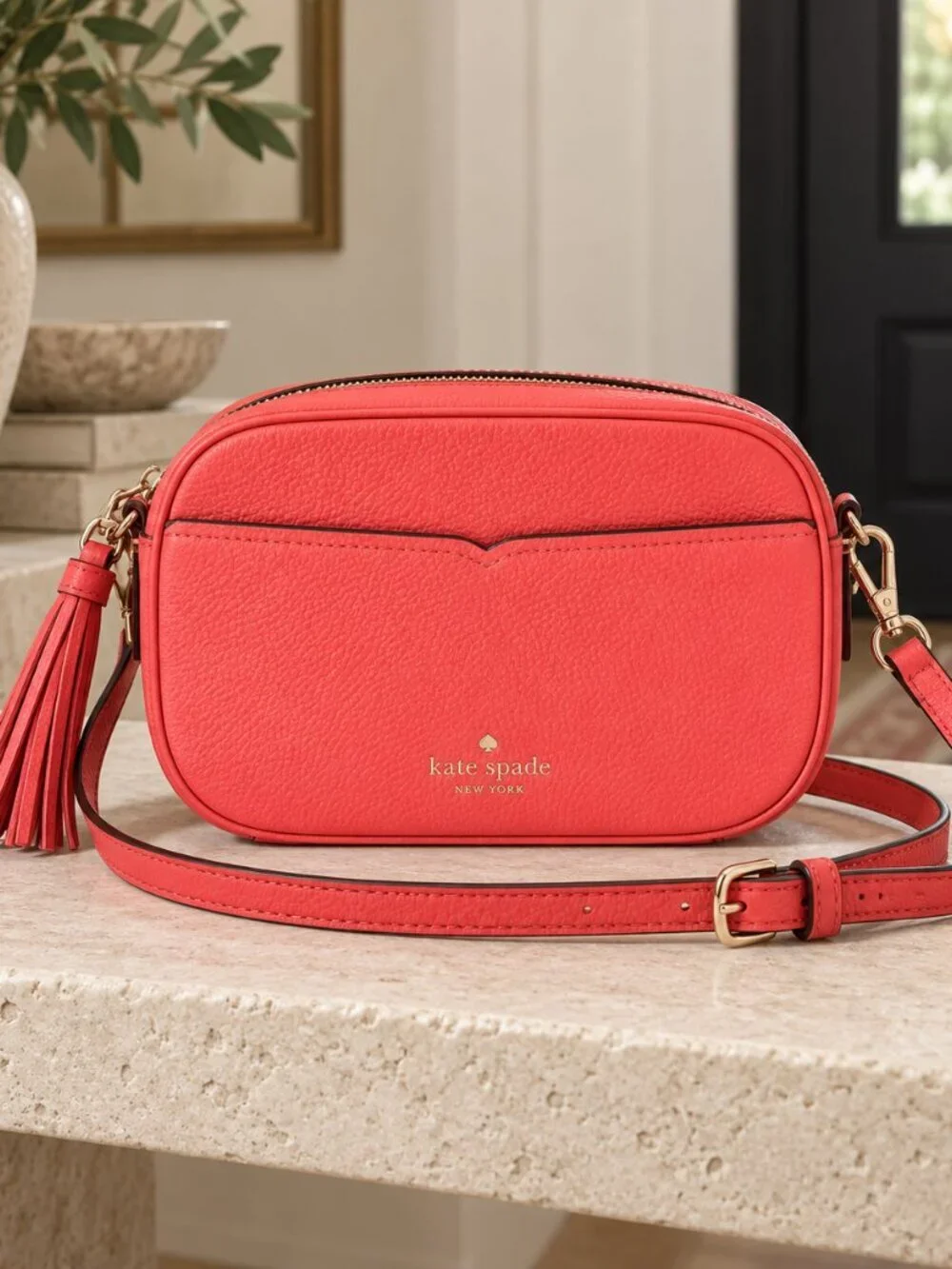 Kate Spade Pink Pebbled Leather Crossbody Wallet NWT